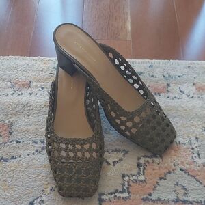 New Anthropologie Olive Woven Mules